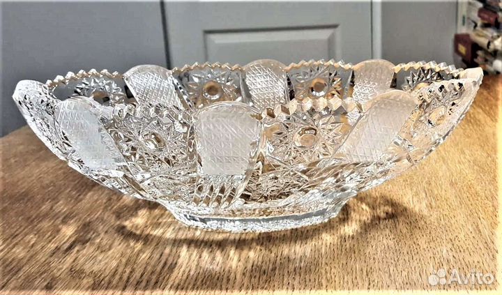 Ваза салатник ладья хрустальная большая СССР
