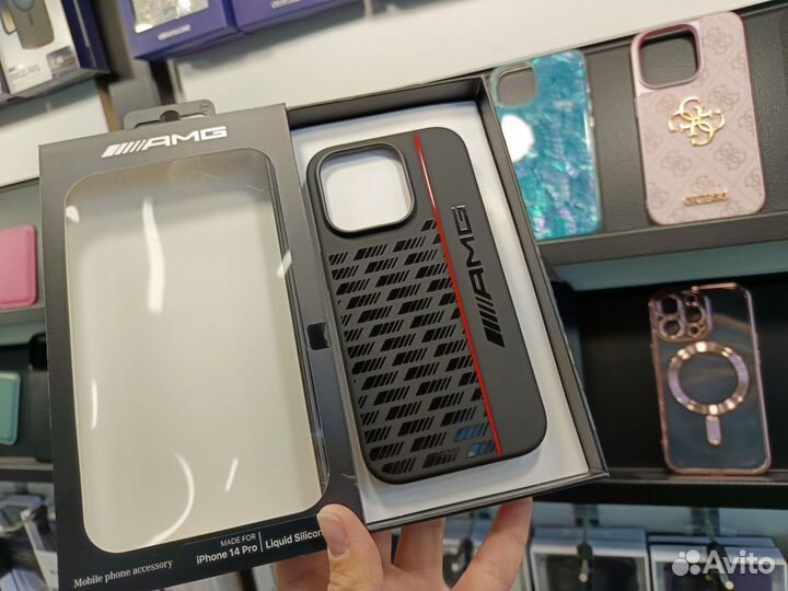 Чехол AMG Carbon Pattern Hard для iPhone 14 Pro
