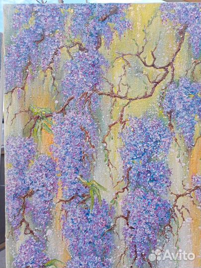 Картина маслом на холсте сирень 50х70
