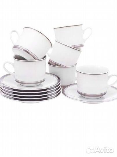 Чайный сервиз Leander белый платина серебро