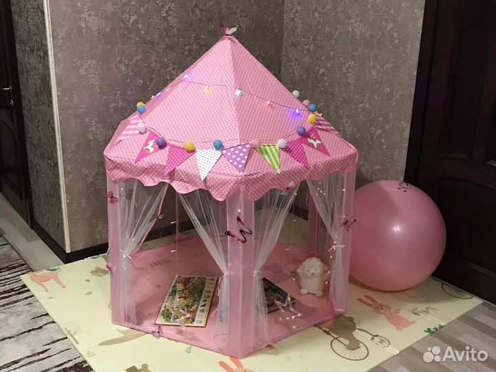 Детский игровой домик шатёр с гирляндами