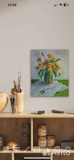Картина маслом на холсте Одуванчики