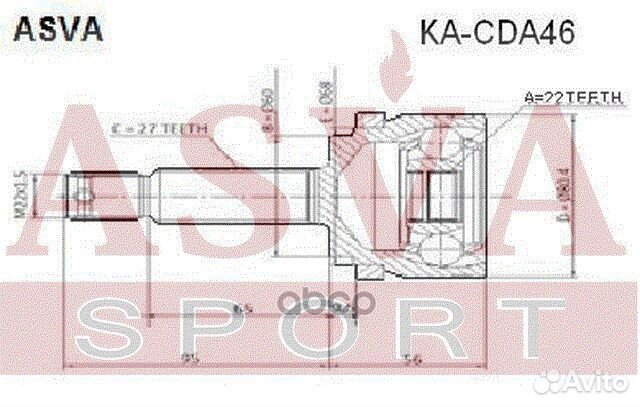 ШРУС наружный ceed/I30 27x22x60 kacda46 asva