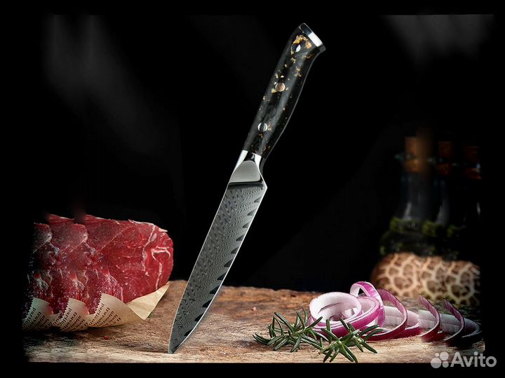 Японский Кухонный Нож из Дамасской стали