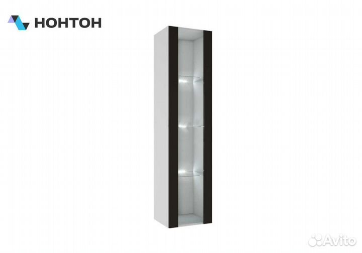 Витрина Флорис 1 черный глянец / белый