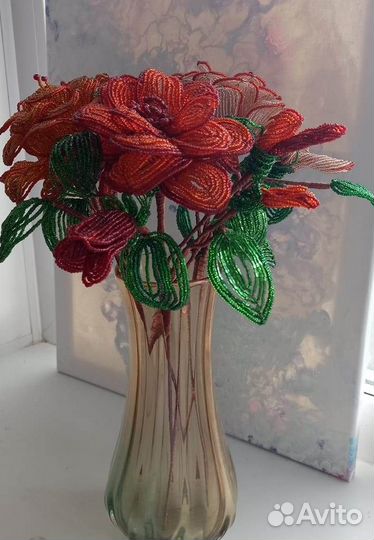 Розы из бисера