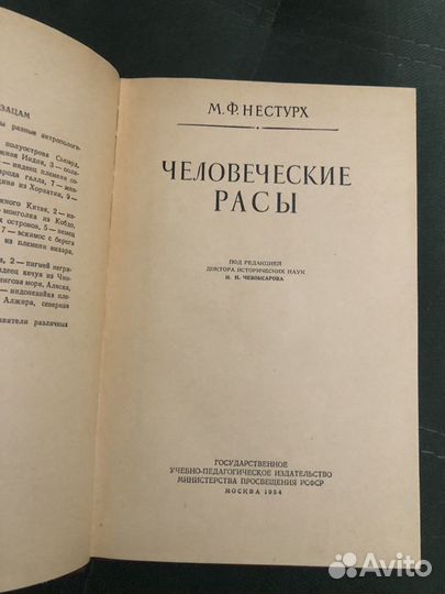 М.Ф. Нестурх. Человеческие расы. 1954 год