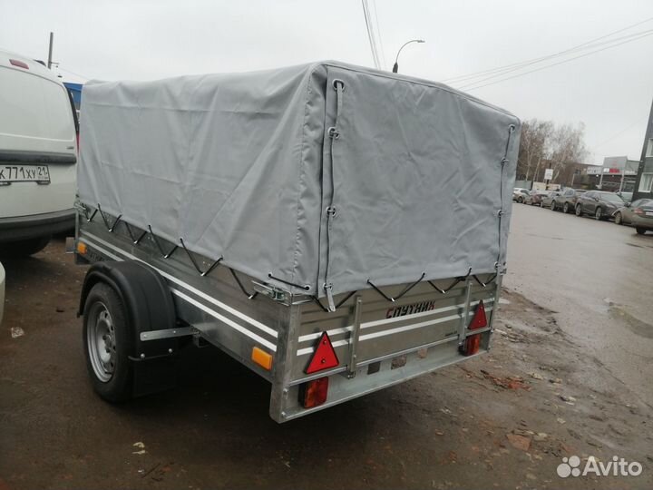 Прицеп 2,0х1,3м с тентом 70см спутник Expert