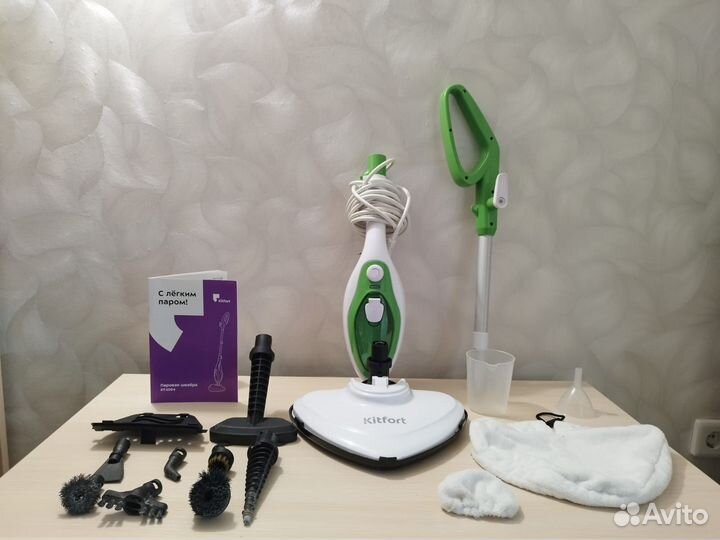 Паровая швабра Kitfort кт-1004, зеленая