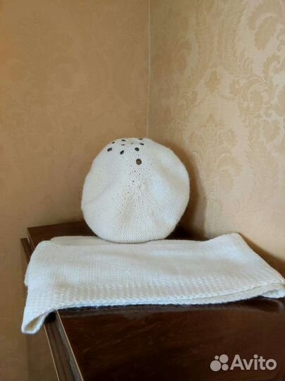 Берет женский вязаный и шарф