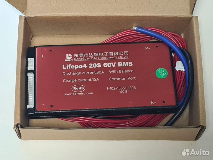 Плата контроля BMS lifepo4 20S 60V 30A