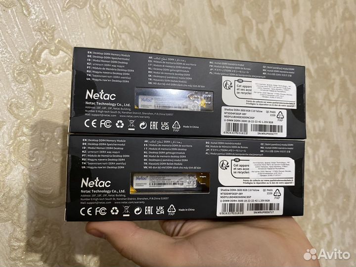 Оперативная память Netac Shadow 16GB (2*8) 3600mhz