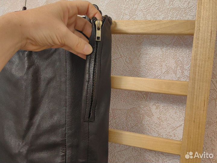 Кожаная юбка винтажная 44 р