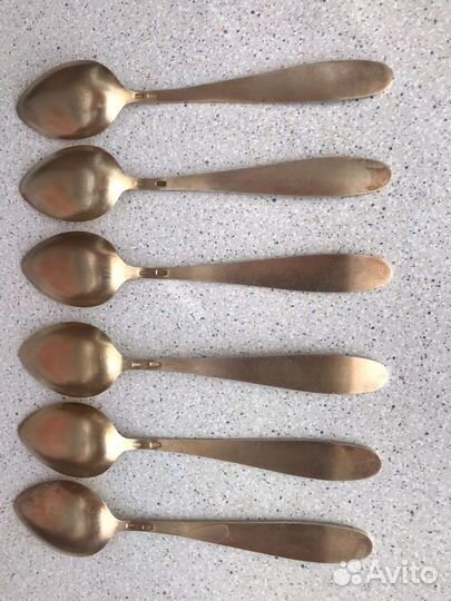 Чайные Ложки серебро 875 с позолотой