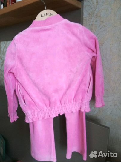 Розовый костюм, флисовые кофта и штаны р. 98