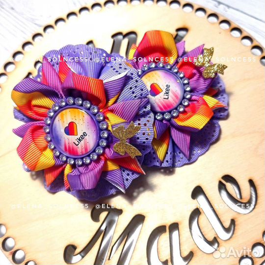 Резиночка для волос/ Бантик ручной работы