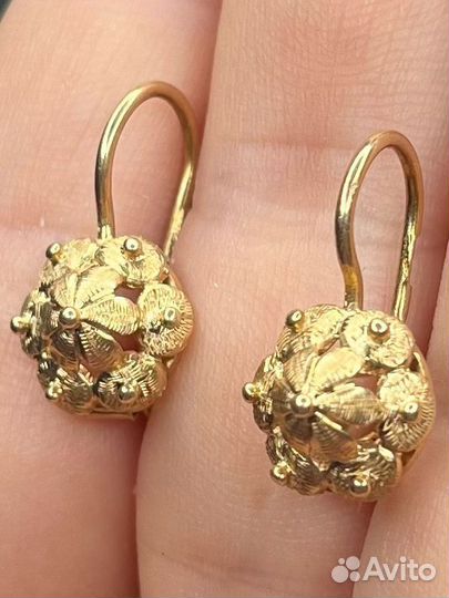 Золотые серьги 583 проба