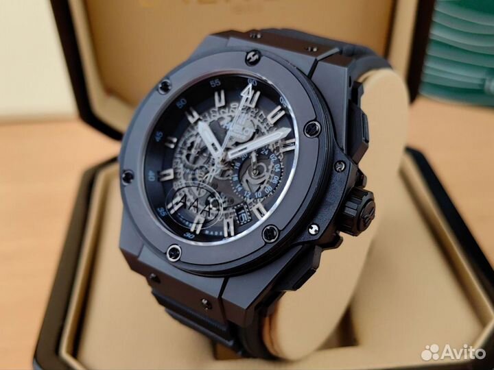 Часы мужские Hublot скелетон чёрные