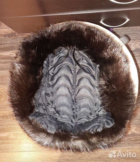Мужская шапка-кожа и мех