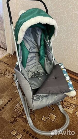 Сани коляска с колесами детские