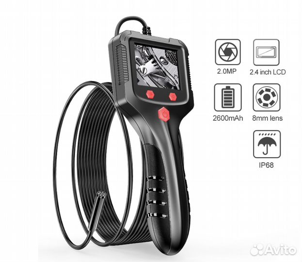 Промышленный эндоскоп 5 метров 5.5мм IPS 1080P