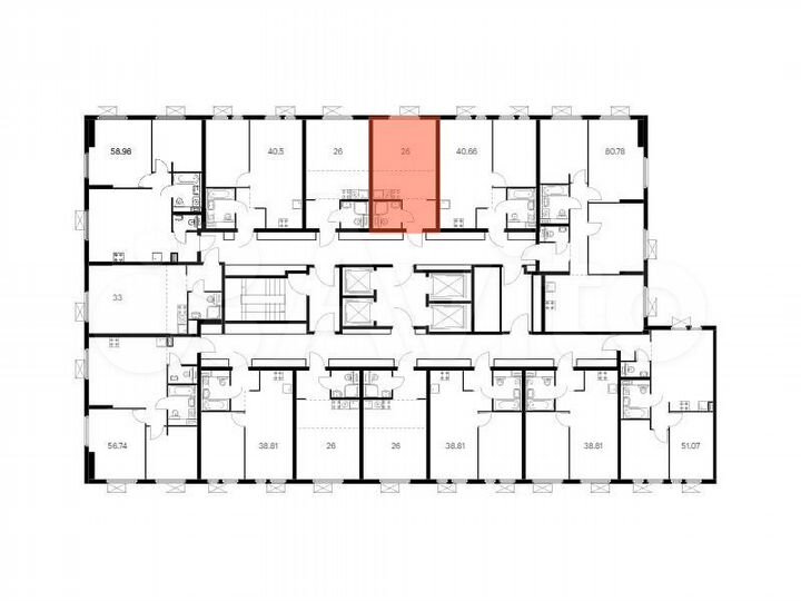 Квартира-студия, 25,6 м², 32/33 эт.