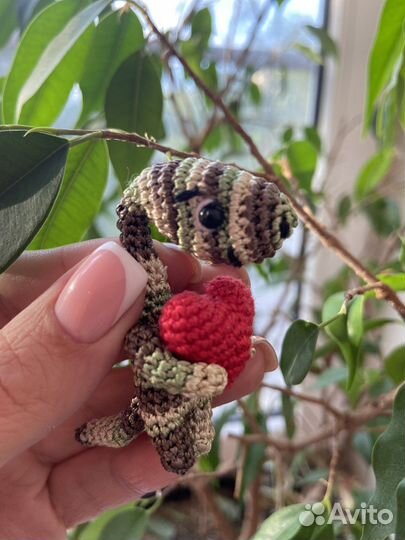 Динозаврик с сердцем, ручная работа, амигуруми
