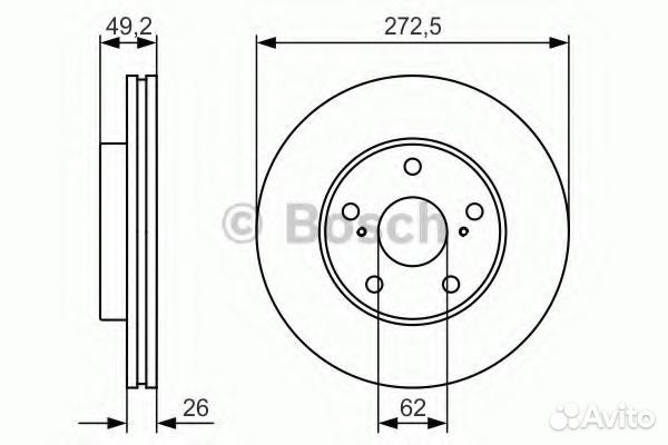 Диск тормозной toyota auris 07- перед.вент. Bosch