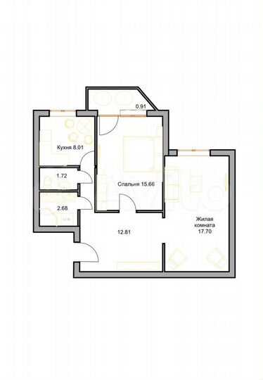 2-к. квартира, 60,9 м², 7/9 эт.