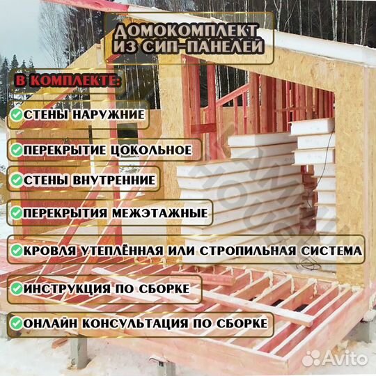Домокомплект из сип-панелей, без сборки
