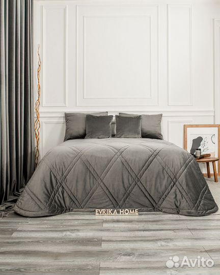 Покрывало бархат Беллиссимо стальной