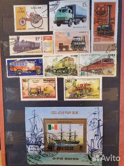 Марки корабли, поезда, машины, транспорт