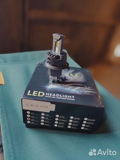 Led лампа, цоколь h4 6000k, чисто белый 1 шт