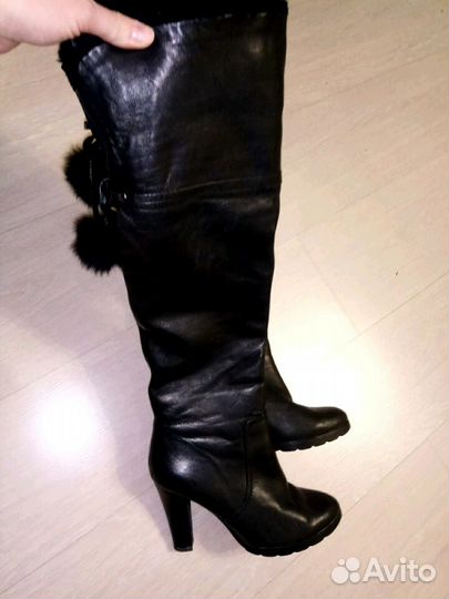 Ботфорты сапоги зимние высокие кожаные