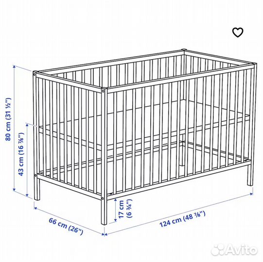 Кроватки с матрасом Икеа Сниглар 120х60 для двойни