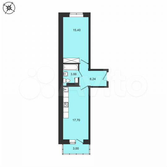1-к. квартира, 46,2 м², 4/5 эт.