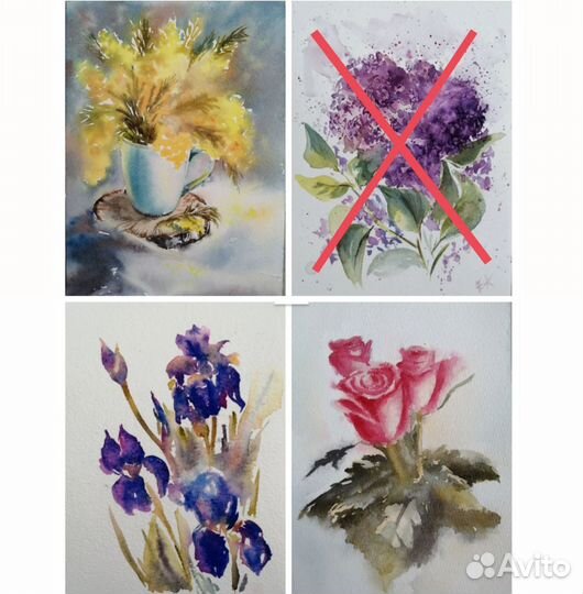 Картина мини открытка акварелью