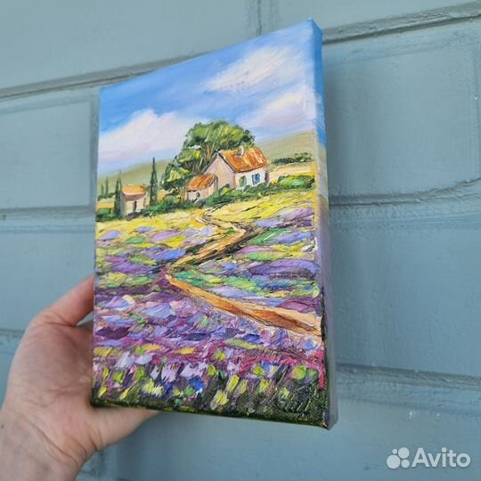 Пейзаж маслом картина лаванда цветы