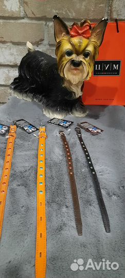 Ошейник (кожа) для собак со стразами