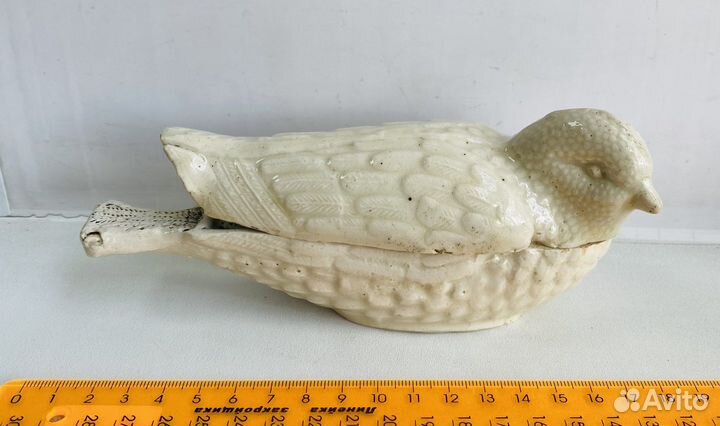 Масленка шкатулка Ласточка старый фаянс