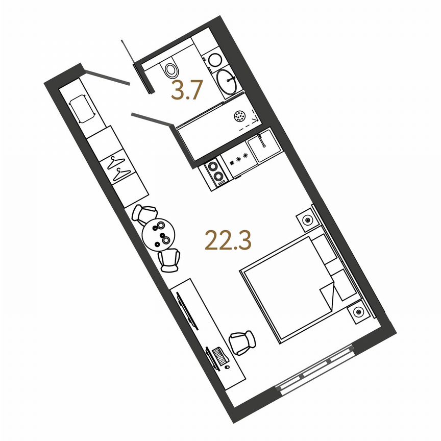 Апартаменты-студия, 26 м², 4/16 эт.