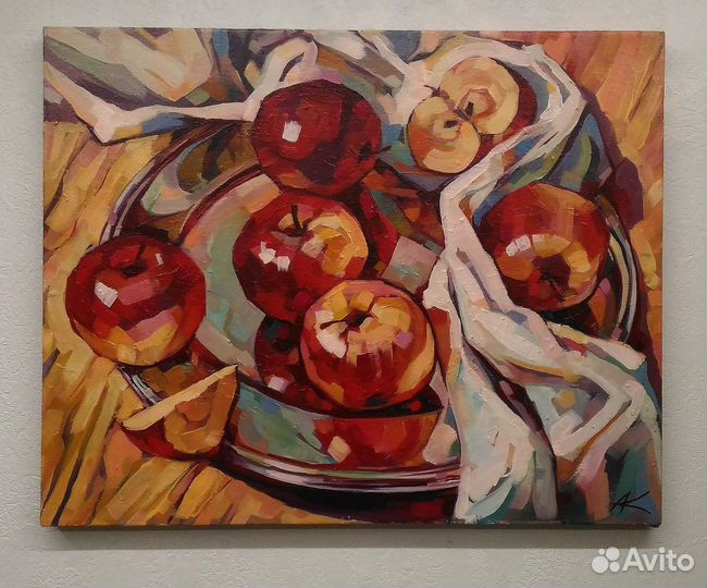 Картина маслом. Натюрморт. Яблоки