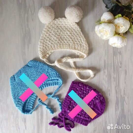 Шапка чепчик пинетки 56 62