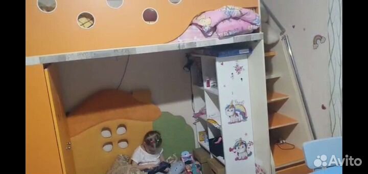 Детская кровать чердак со шкафом бу