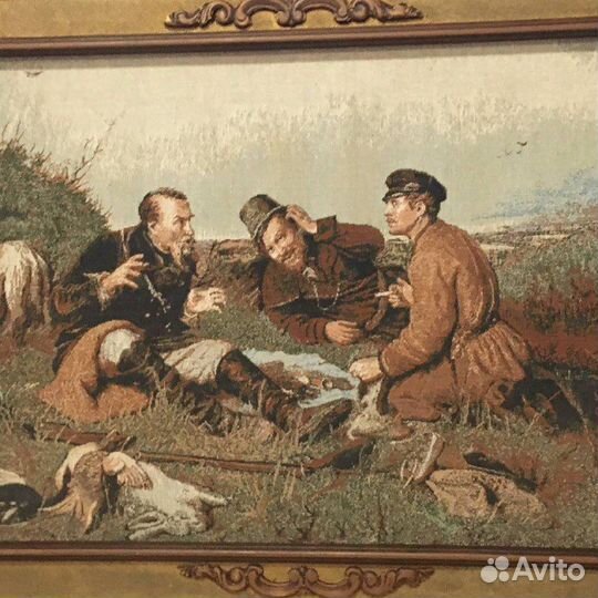 Картина охотники на привале гобелен