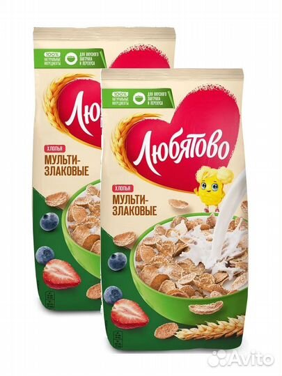 Хлопья зерновые любятово Мультизлаковые 9*250 г по