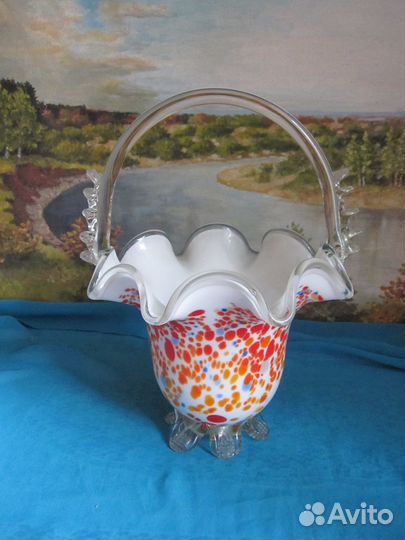 Конфетница СССР цветное стекло