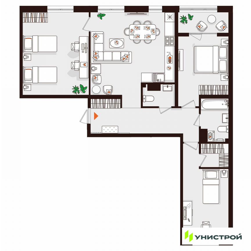 3-к. квартира, 97,5 м², 4/5 эт.