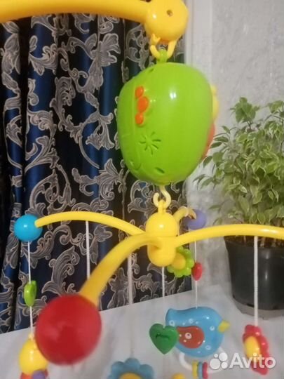 Развивающий коврик + мобиль на краватик +круг