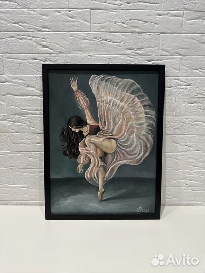 Картина маслом на оргалите Балерина в танце 30/40